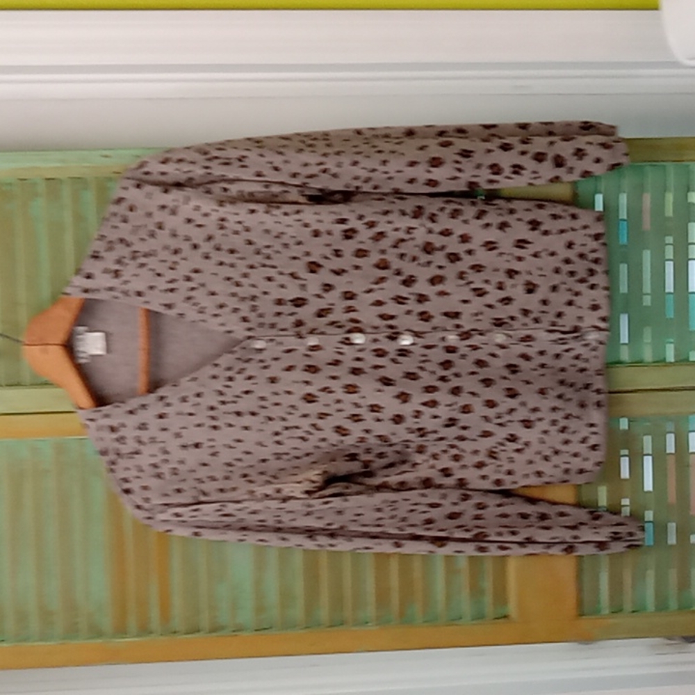 Vintage ZZ SILK  AND cashmere  print   Leopard cardigan  Size L